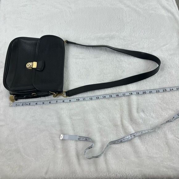 Vintage Dooney & Bourke Pebbled Leather Push Lock Shoulder Bag Classic Black - Picture 13 of 14